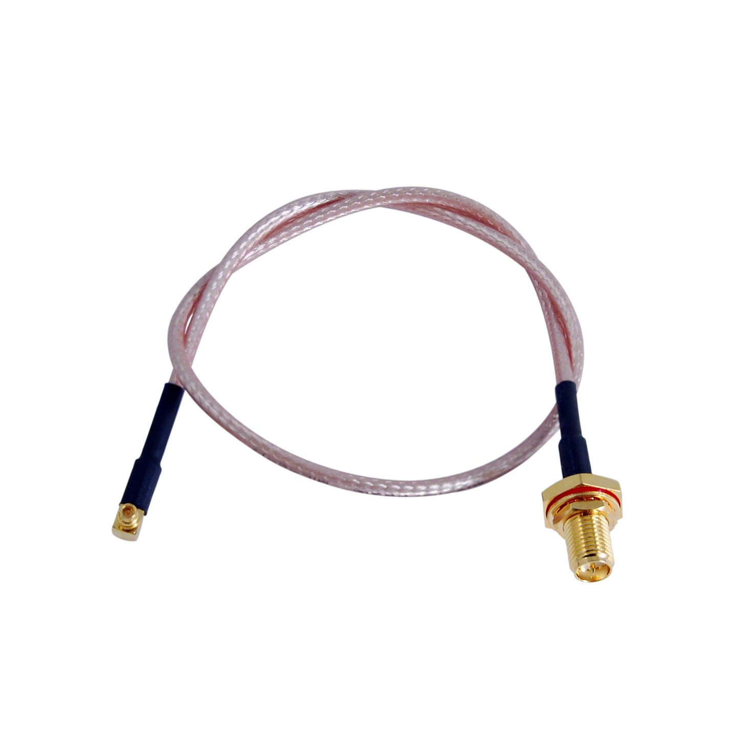Pigtail: MMCX R/A to RPSMA Female Bulkhead with o-ring - RG316 - 12 inches