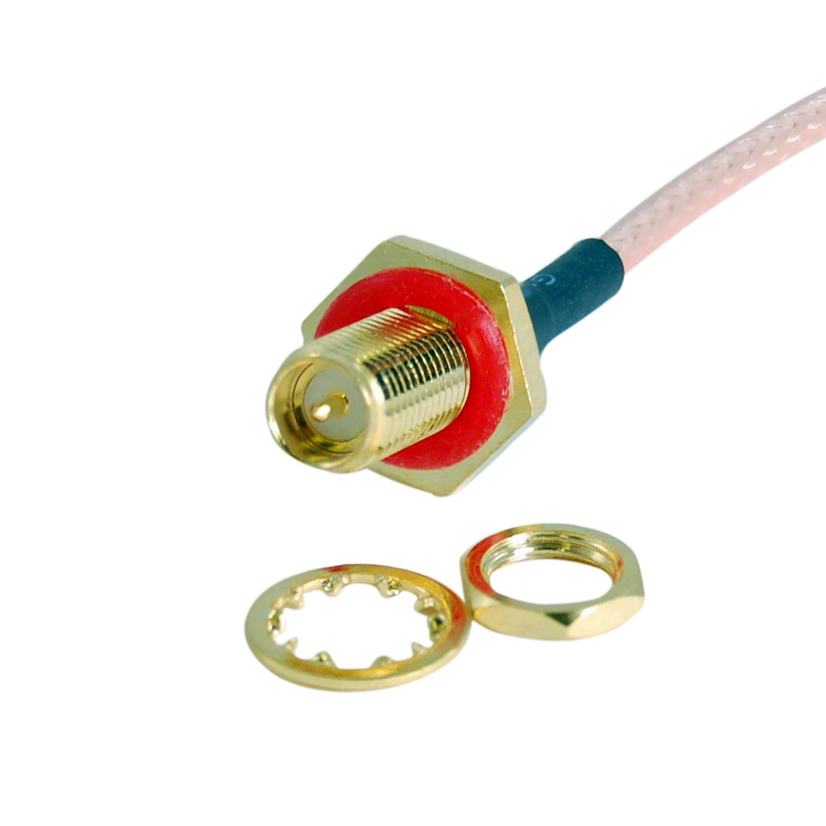 Pigtail: MMCX R/A to RPSMA Female Bulkhead with o-ring - RG316 - 12 inches