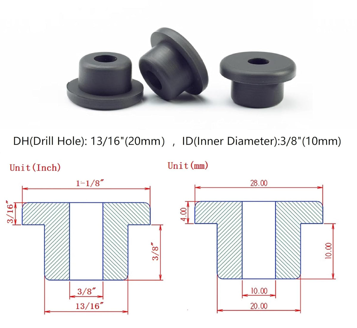 Cable Bushing System Through Hole Rubber Cable Bushing for LMR®-400 LL400 LL400F RG213 3/8 ...