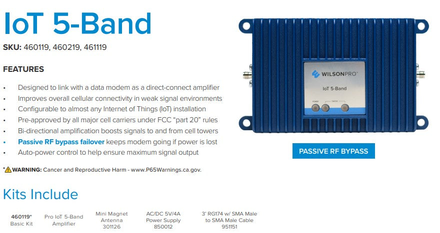 Weboost WilsonPro IoT 5-Band Direct Connect Signal Booster – 5G/4G LTE (Model 460119)