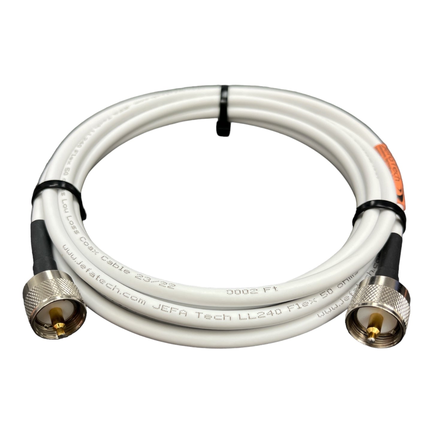 JEFA Tech Low Loss 240 FLEX / Premium RG8X White Jacket Coax Cable Assembly with PL-259's (UHF Male) for Ham Radio | CB Radio | Marine VHF Radio RG8X PL-259
