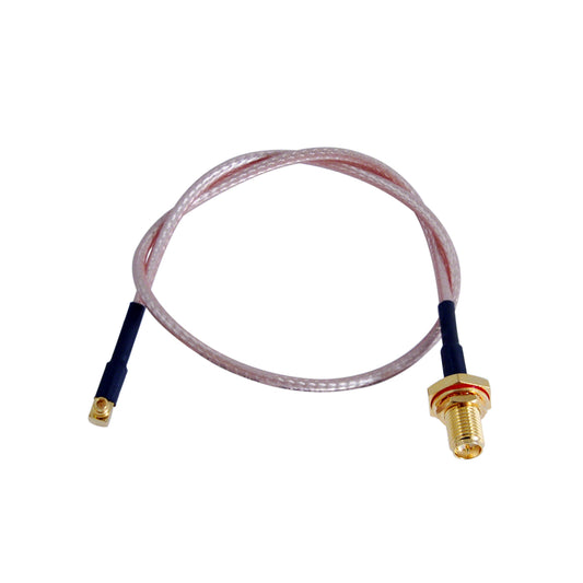 Pigtail: MMCX R/A to RPSMA Female Bulkhead with o-ring - RG316 - 12 inches